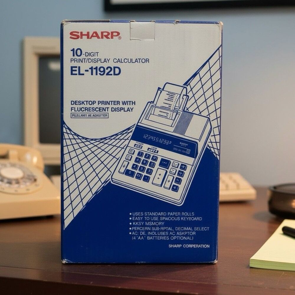 Sharp EL-1192D 10 Digit Printing Calculator w AC Adapter New in Box Includes AC
